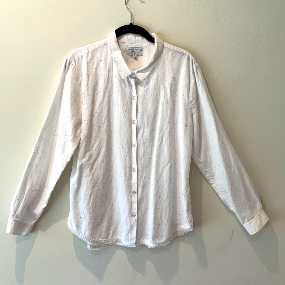 Blue Shirt Shop top, long sleeve, linen, size L